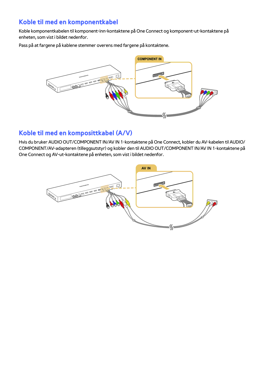 Samsung UE65JS9505QXXE, UE48JS9005QXXE, UE65JS9005QXXE Koble til med en komponentkabel, Koble til med en komposittkabel A/V 
