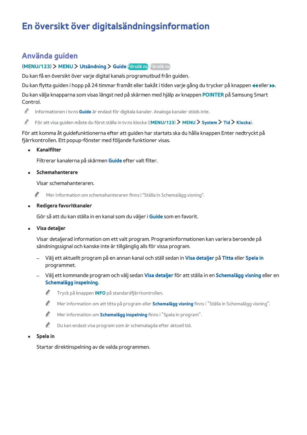 Samsung UE65JS9005QXXE, UE82S9WAQXXE En översikt över digitalsändningsinformation, Använda guiden, Visar schemahanteraren 