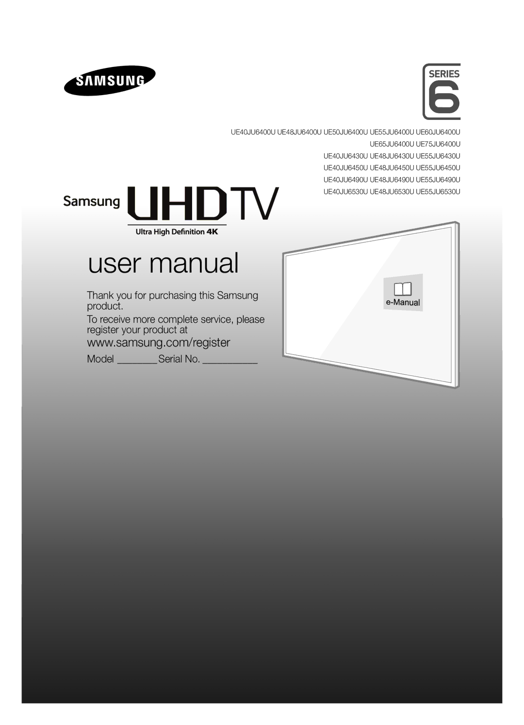 Samsung UE55JU6450UXRU, UE48JU6450UXRU, UE55JU6430UXRU, UE48JU6430UXRU, UE40JU6450UXRU, UE40JU6490UXRU, UE48JU6400UXRU manual 