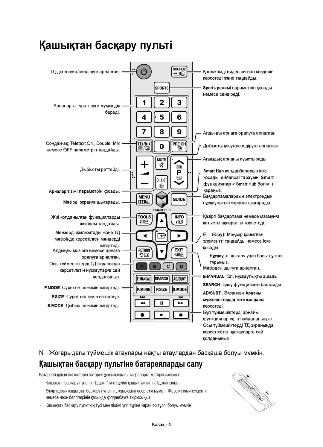 Samsung UE55JU6400UXRU ТД-ды қосуға/сөндіруге арналған, Көрсетеді және таңдайды, Өзгертеді, Size Сурет өлшемін өзгертіңіз 