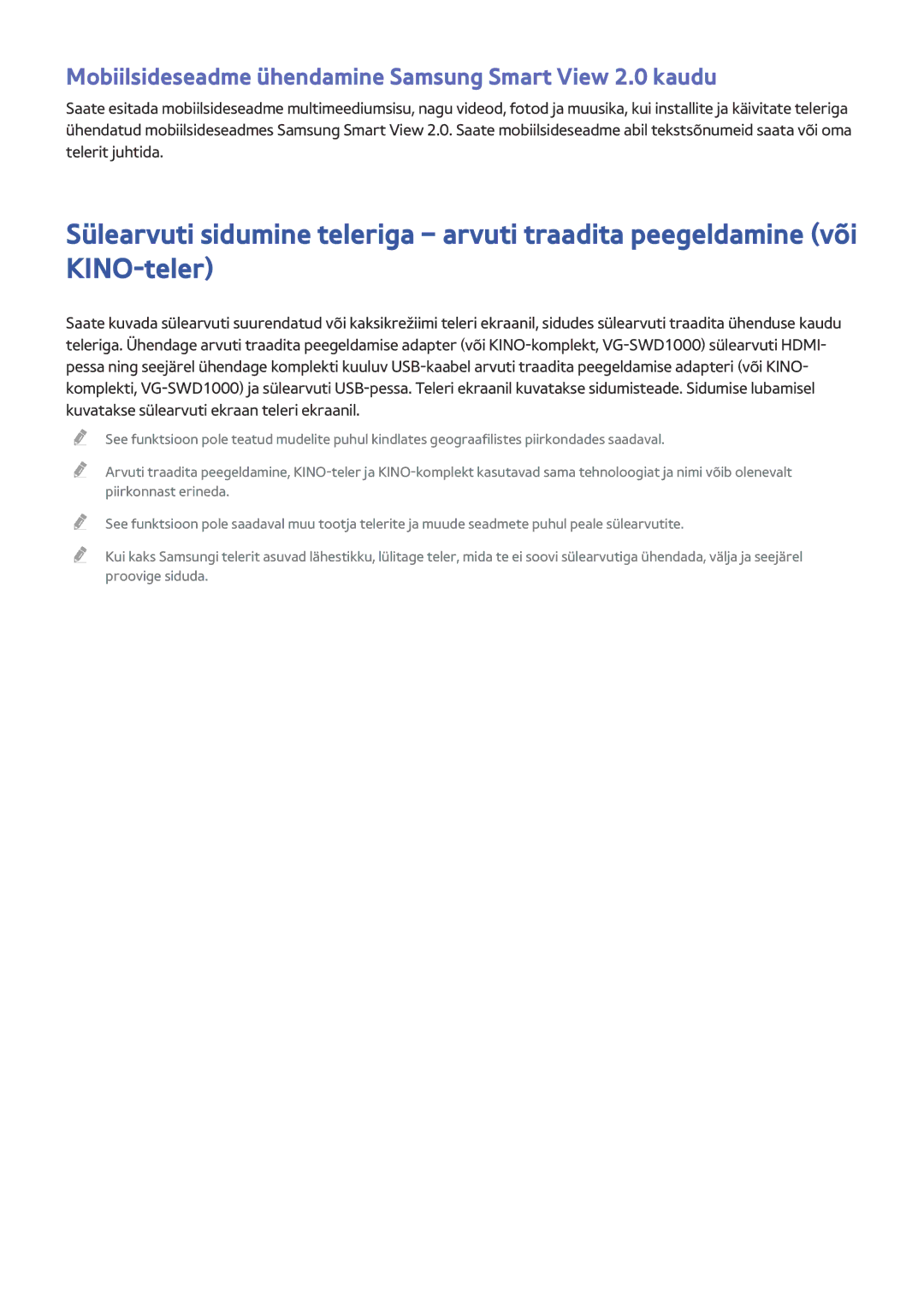 Samsung UE48JU6412UXXH, UE48JU6495UXZG, UE48JU6490UXZG manual Mobiilsideseadme ühendamine Samsung Smart View 2.0 kaudu 