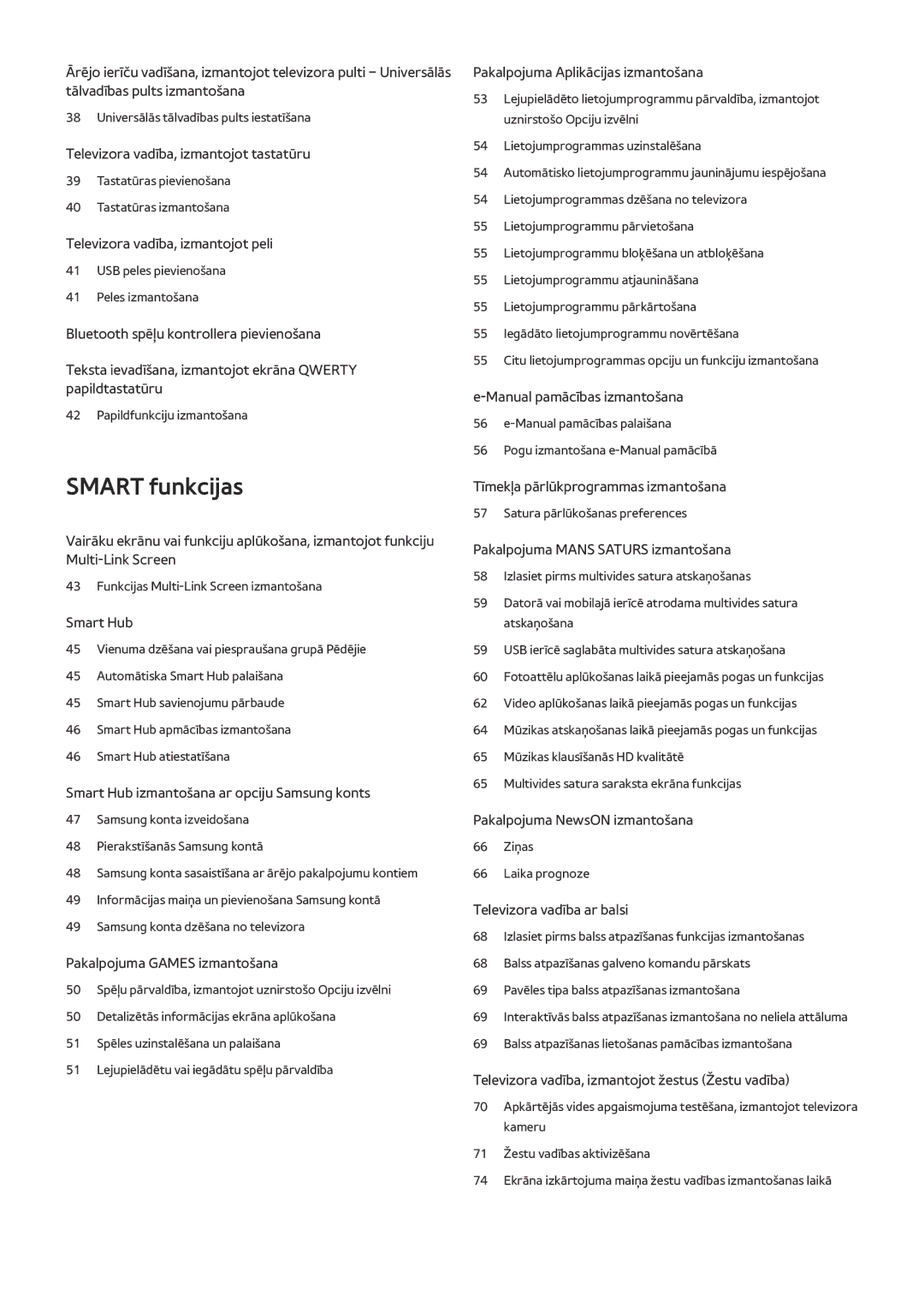 Samsung UE40JU6430UXZG, UE48JU6495UXZG, UE48JU6490UXZG, UE40JU6450UXZG, UE48JU6485UXZG, UE50JU6850UXZG manual Smart funkcijas 