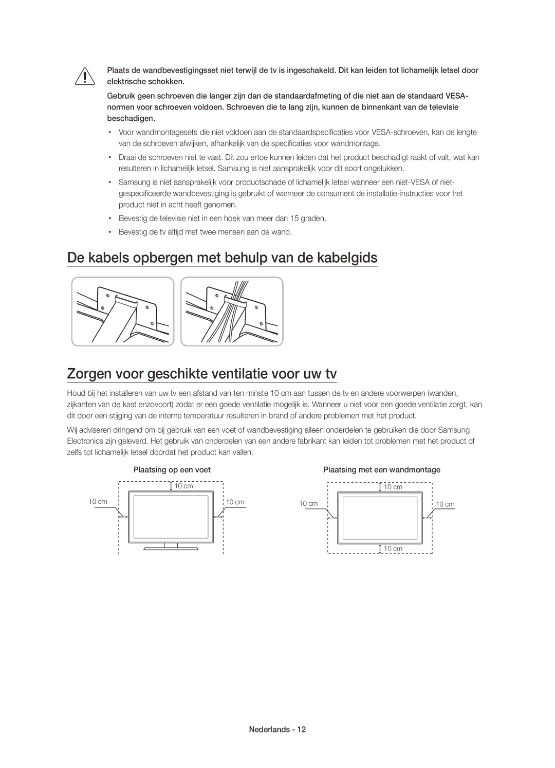 Samsung UE55JU6500KXXU, UE48JU6510SXXH, UE65JU6500WXXH, UE48JU6500WXXH, UE48JU6570UXTK manual Plaatsing met een wandmontage 