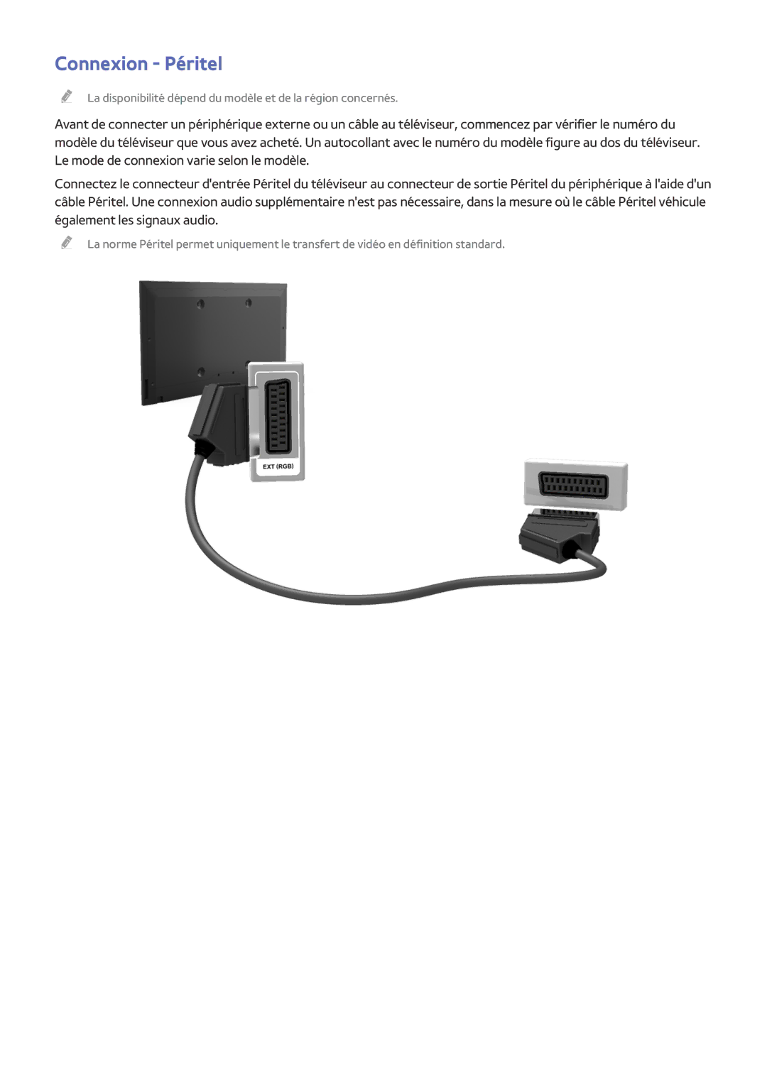 Samsung UE48J5200AWXZF, UE49J5200AWXZF, UE32J4500AWXZF, UE50J6100AWXZF, UE58J5200AWXZF manual Connexion Péritel 