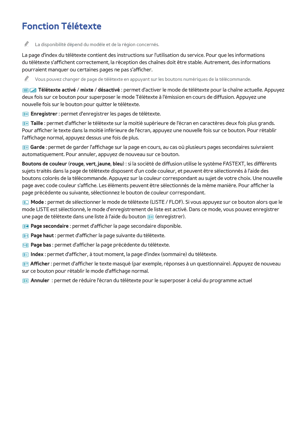 Samsung UE32J4500AWXZF, UE49J5200AWXZF, UE48J5200AWXZF, UE50J6100AWXZF, UE58J5200AWXZF manual Fonction Télétexte 