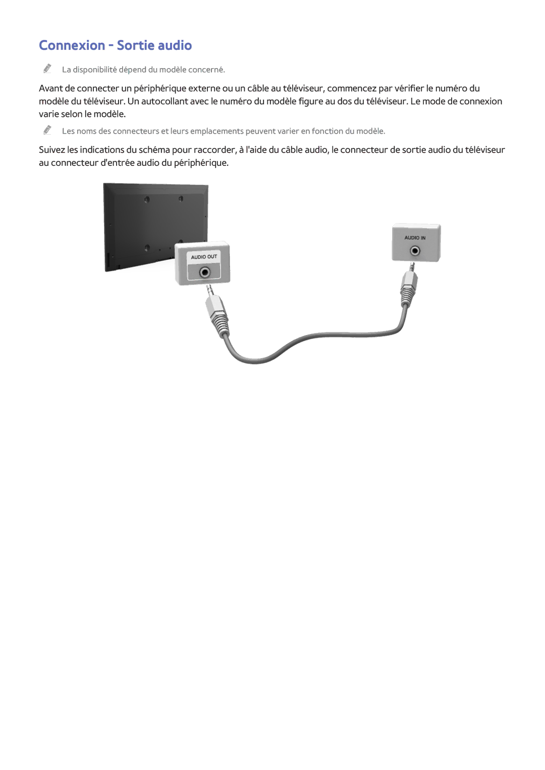 Samsung UE58J5200AWXZF, UE49J5200AWXZF, UE48J5200AWXZF, UE32J4500AWXZF, UE50J6100AWXZF manual Connexion Sortie audio 