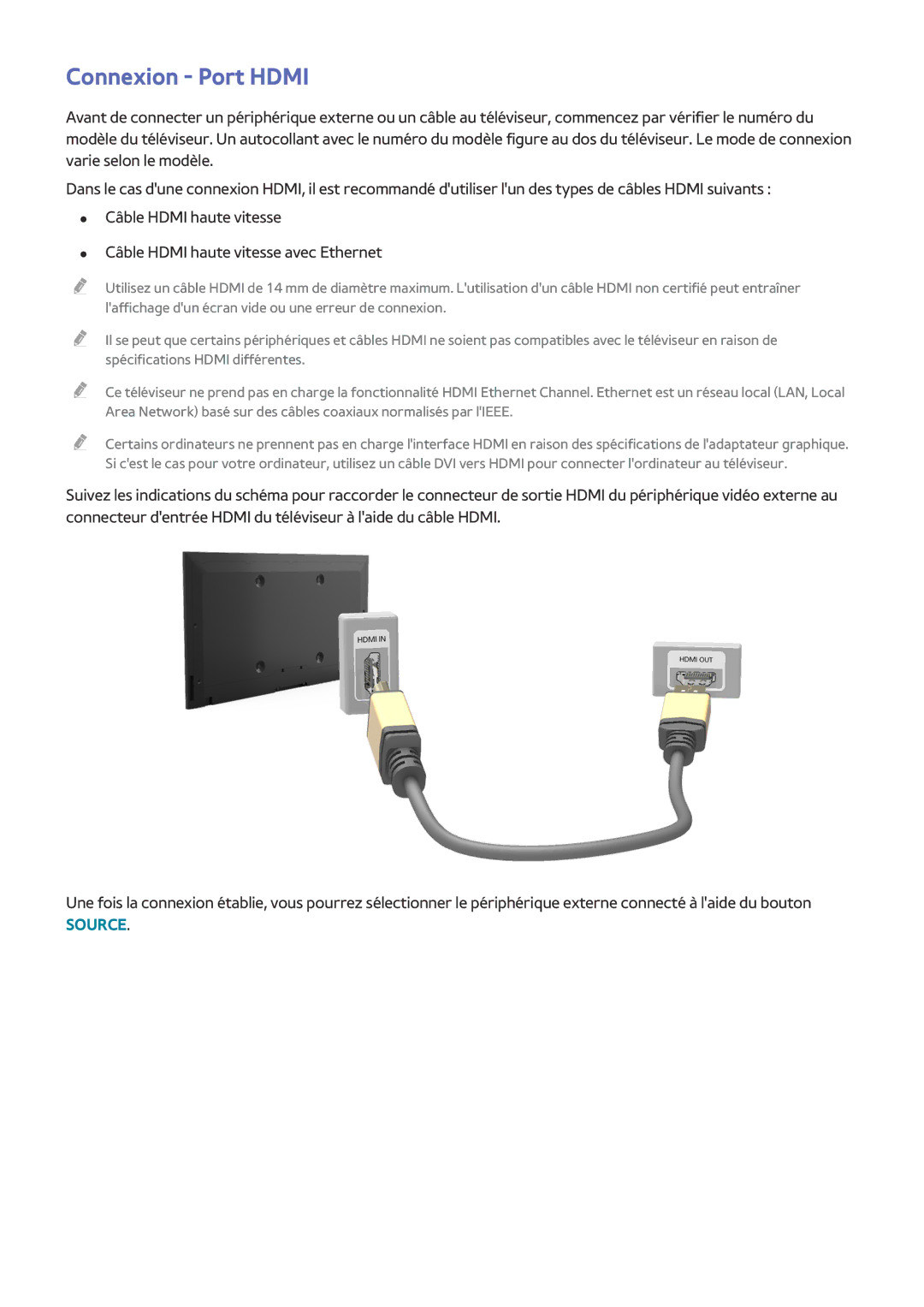 Samsung UE48J5200AWXZF, UE49J5200AWXZF, UE32J4500AWXZF, UE50J6100AWXZF, UE58J5200AWXZF manual Connexion Port Hdmi 