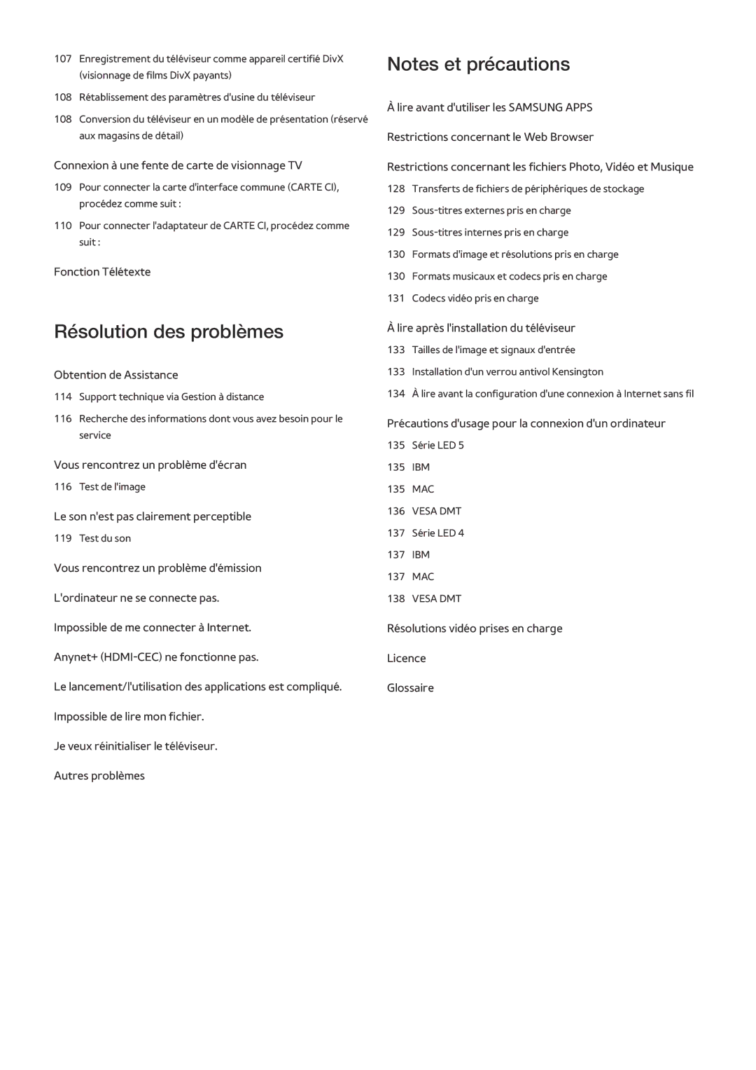 Samsung UE49J5200AWXZF, UE48J5200AWXZF, UE32J4500AWXZF, UE50J6100AWXZF, UE58J5200AWXZF manual Résolution des problèmes 