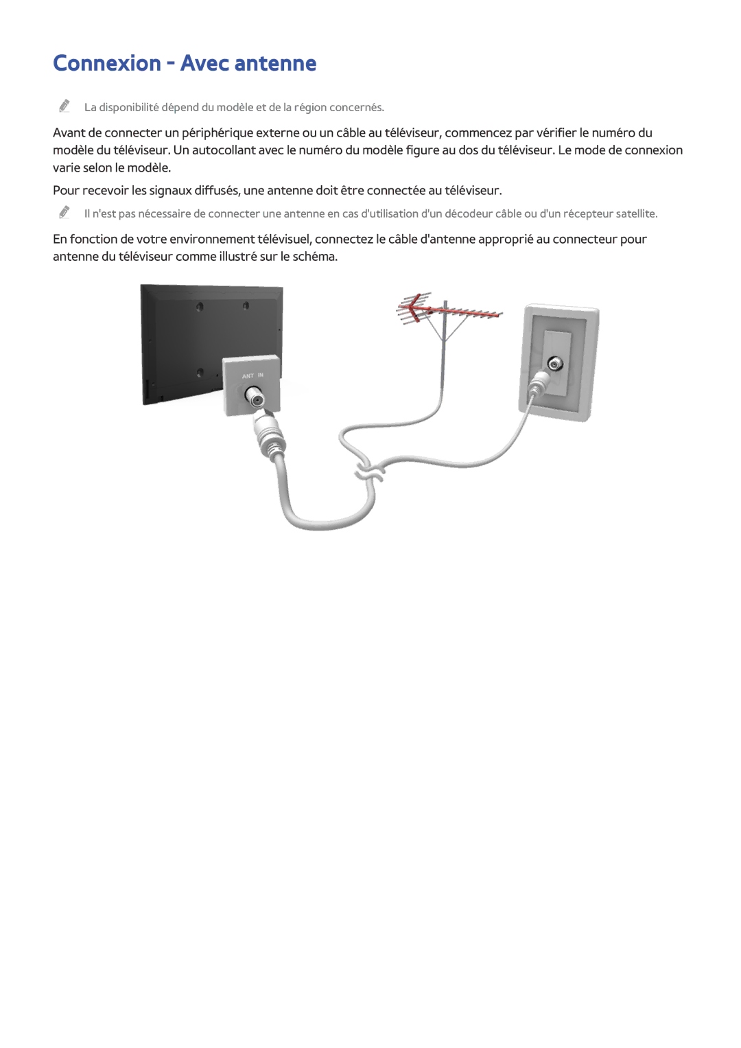 Samsung UE48J5200AWXZF, UE49J5200AWXZF, UE32J4500AWXZF, UE50J6100AWXZF, UE58J5200AWXZF manual Connexion Avec antenne 