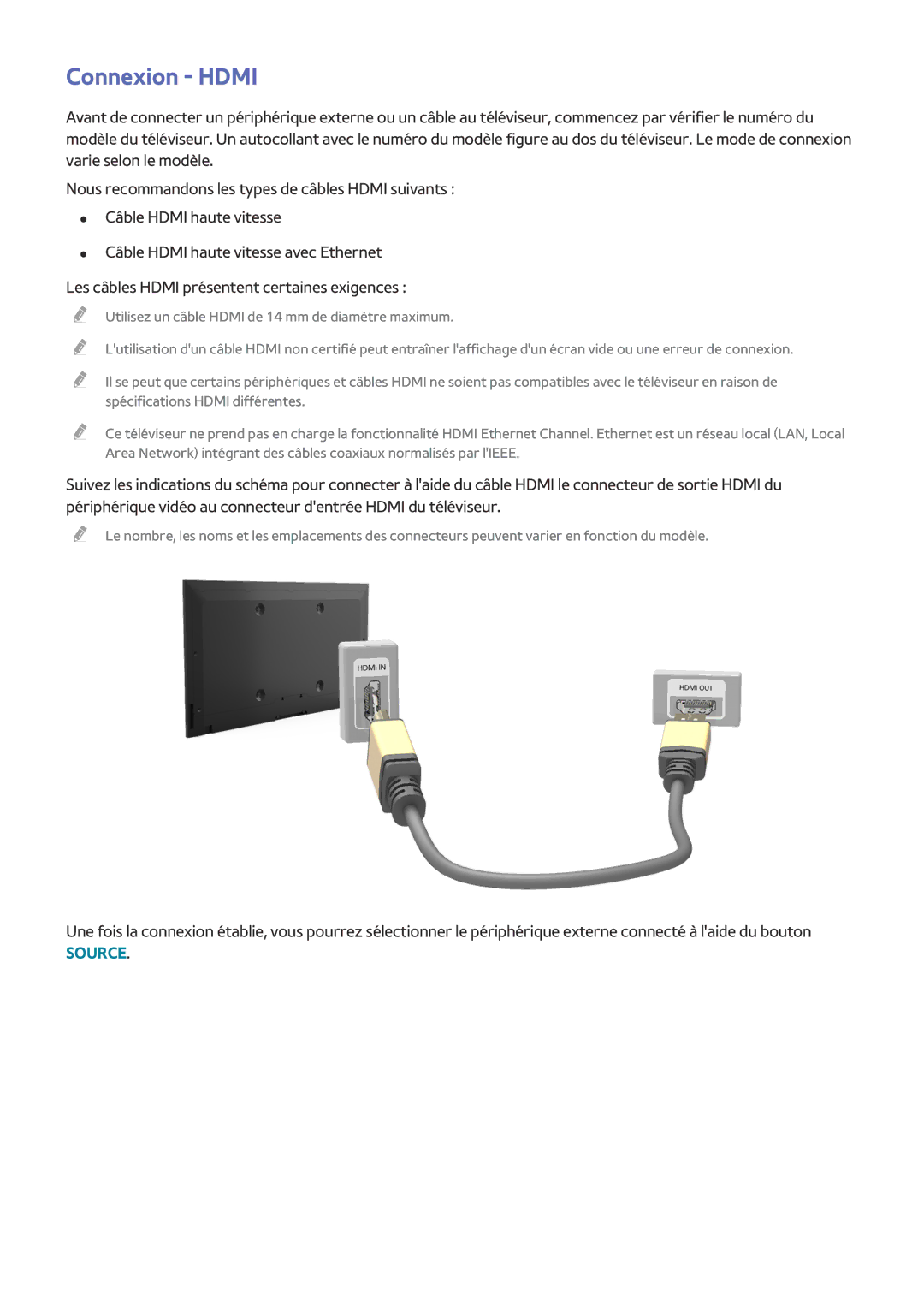 Samsung UE50J6100AWXZF, UE49J5200AWXZF, UE48J5200AWXZF, UE32J4500AWXZF, UE58J5200AWXZF manual Connexion Hdmi 