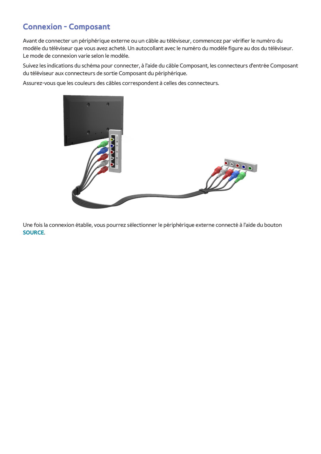 Samsung UE58J5200AWXZF, UE49J5200AWXZF, UE48J5200AWXZF, UE32J4500AWXZF, UE50J6100AWXZF manual Connexion Composant 