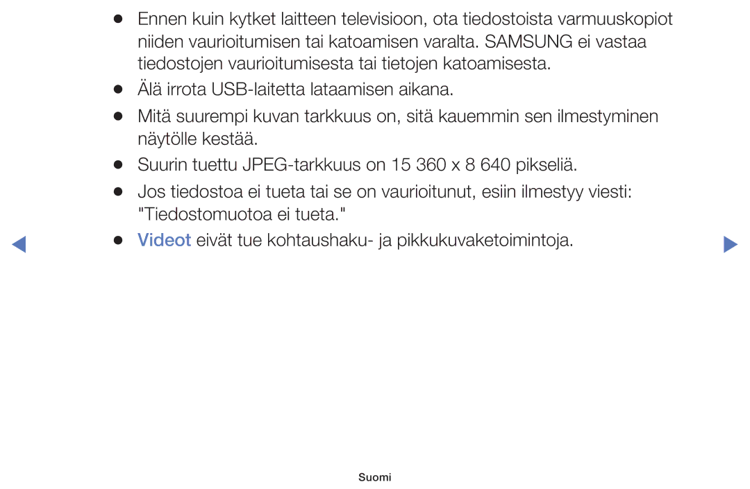 Samsung UE49K5105AKXXE, UE32K5105AKXXE, UE32K4105AKXXE, UE40K5105AKXXE, UE55K5105AKXXE manual Suomi 