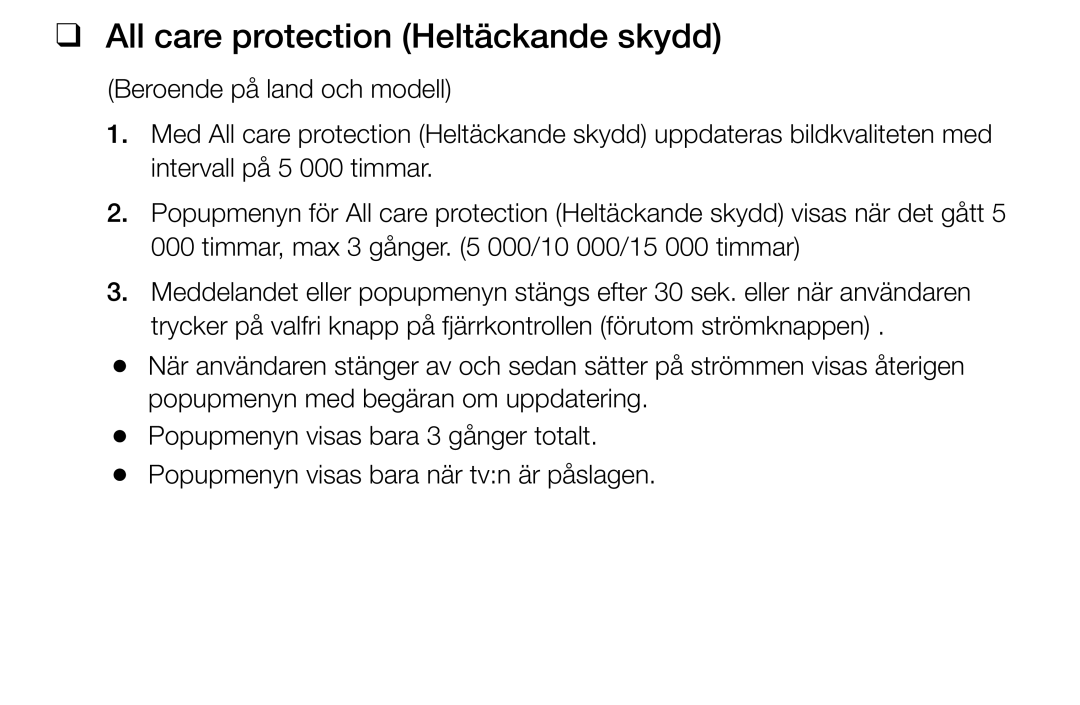 Samsung UE55K5105AKXXE, UE49K5105AKXXE, UE32K5105AKXXE, UE32K4105AKXXE, UE40K5105AKXXE All care protection Heltäckande skydd 