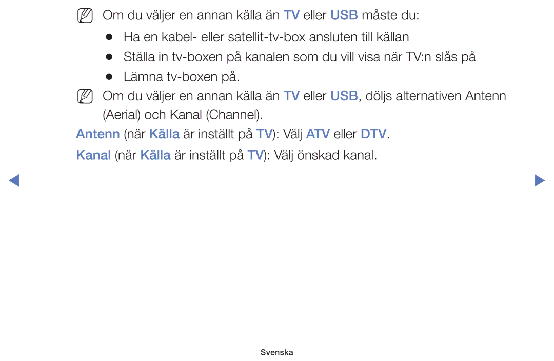 Samsung UE32K5105AKXXE, UE49K5105AKXXE, UE32K4105AKXXE, UE40K5105AKXXE, UE55K5105AKXXE manual Svenska 