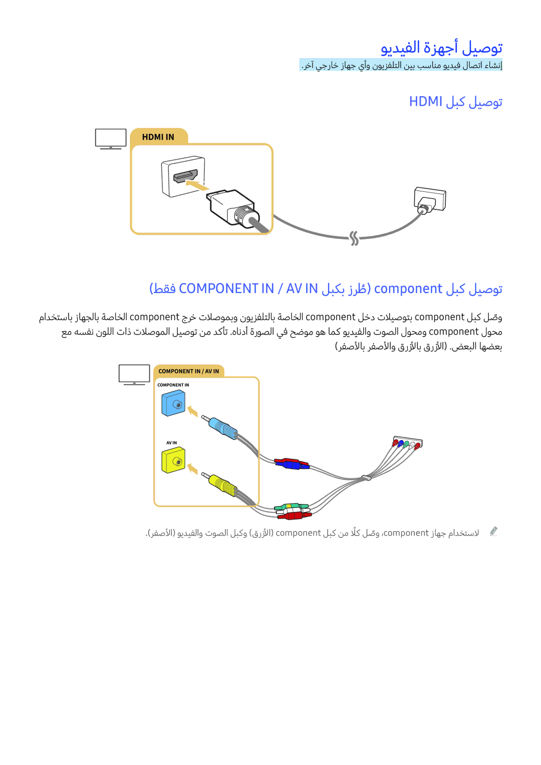 Samsung UE49K6372SUXXH, UE49K5502AKXXH, UE40K5502AKXXH, UE55K6372SUXXH, UE40K5582SUXXH manual ويديفلا ةزهجأ ليصوت 