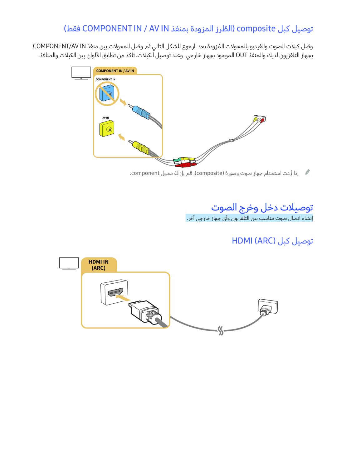 Samsung UE55K6372SUXXH, UE49K5502AKXXH, UE40K5502AKXXH, UE49K6372SUXXH manual توصلا جرخو لخد تلايصوت, Hdmi ARC‎لبك ليصوت 