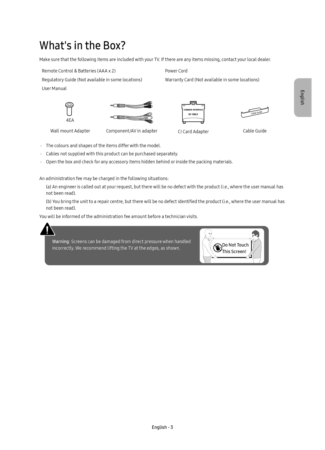 Samsung UE49K5510BUXCE, UE49K5510BUXRU, UE40K5510BUXCE manual Whats in the Box?, Component/AV in adapter CI Card Adapter 