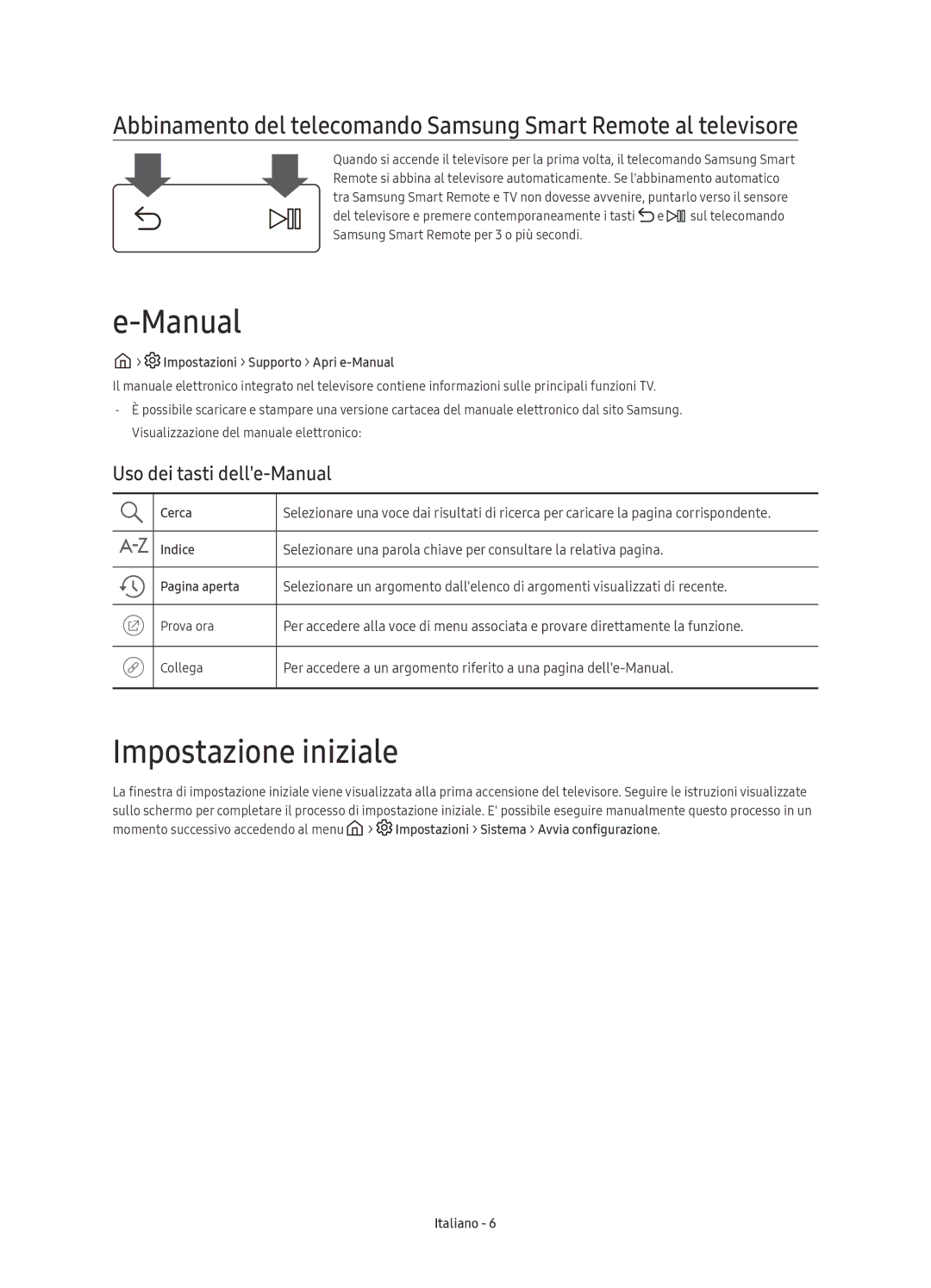 Samsung UE49KS7090UXZG, UE60KS7090UXZG, UE65KS7090UXZG, UE55KS7090UXZG Impostazione iniziale, Uso dei tasti delle-Manual 