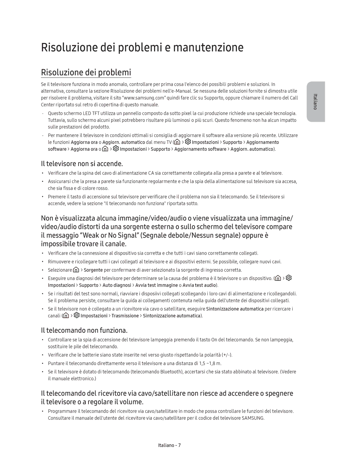 Samsung UE43KS7500UXZT Risoluzione dei problemi e manutenzione, Il televisore non si accende, Il telecomando non funziona 