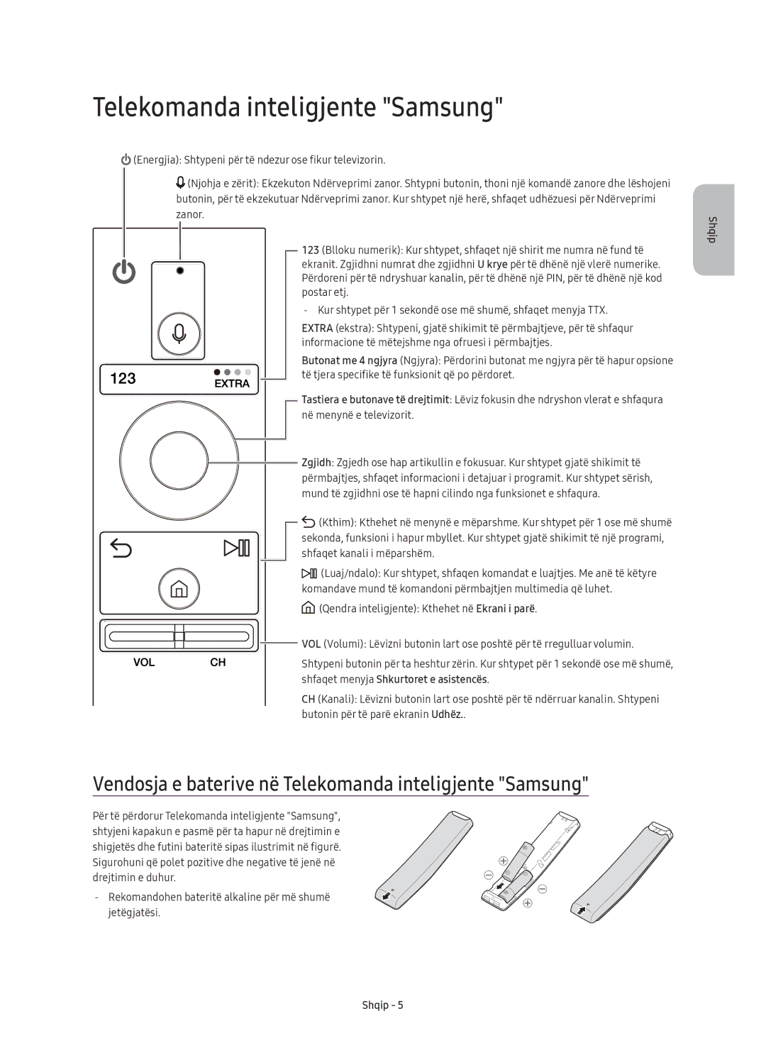 Samsung UE65KS7502UXXH Vendosja e baterive në Telekomanda inteligjente Samsung, Shfaqet menyja Shkurtoret e asistencës 