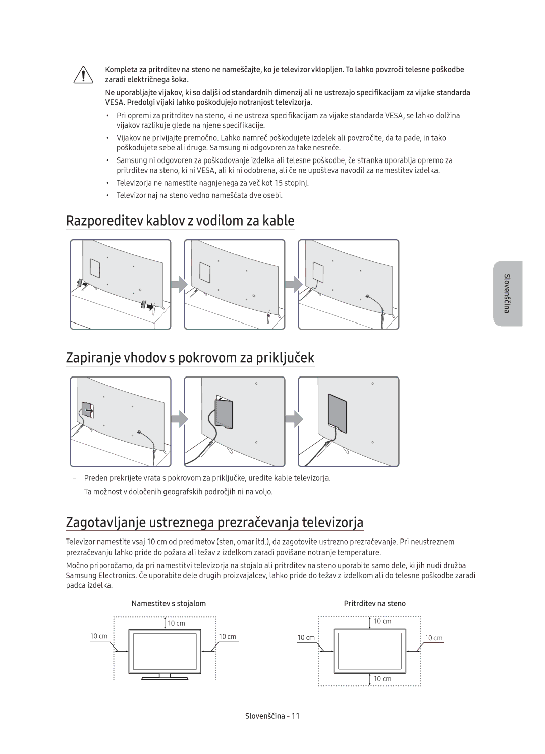 Samsung UE55KS7500SXXN, UE49KS7502UXXH Razporeditev kablov z vodilom za kable, Zapiranje vhodov s pokrovom za priključek 