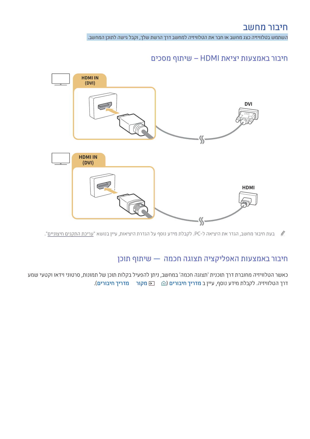 Samsung UE65KU7000UXSQ בשחמ רוביח, םיכסמ ףותיש Hdmi תאיצי תועצמאב רוביח, ןכות ףותיש ― המכח הגוצת היצקילפאה תועצמאב רוביח 