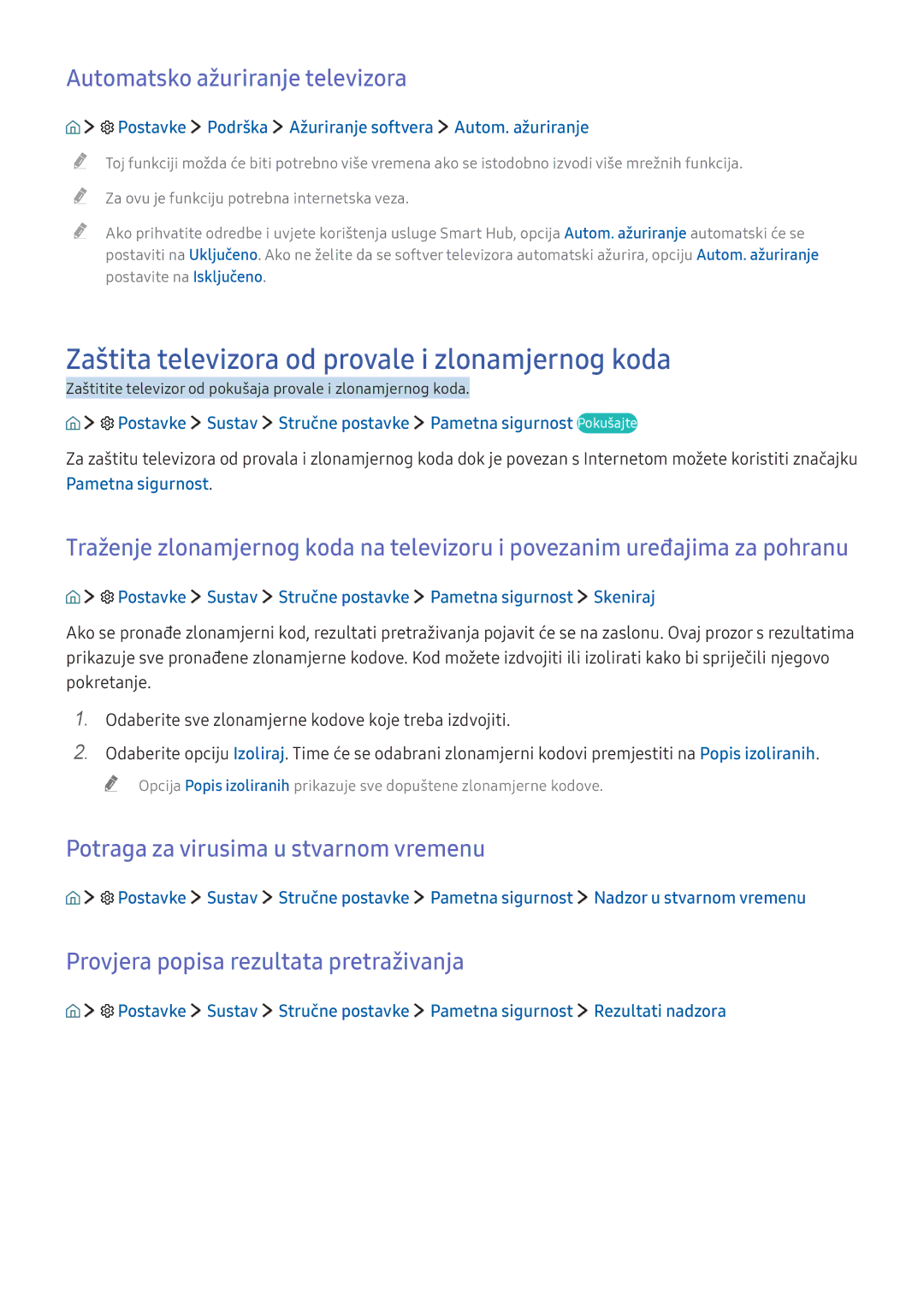 Samsung UE43KU6502UXXH, UE49KS9002TXXH Zaštita televizora od provale i zlonamjernog koda, Automatsko ažuriranje televizora 