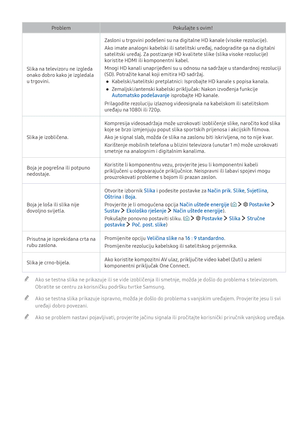 Samsung UE55KU6402UXXH, UE49KS9002TXXH Automatsko podešavanje isprobajte HD kanale, Oštrina i Boja, Postavke Slika Stručne 