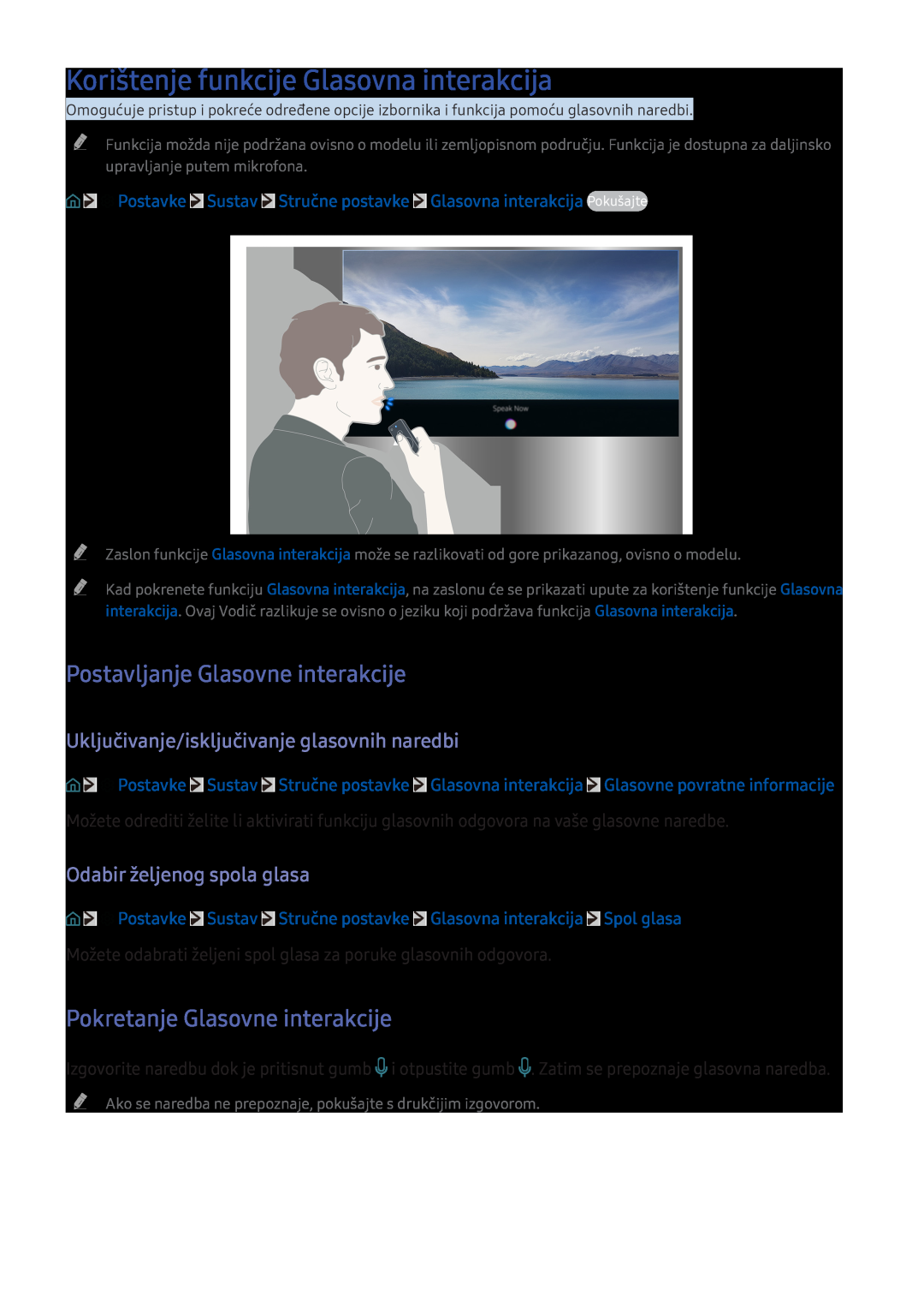 Samsung UE43KS7502UXXH Pokretanje Glasovne interakcije, Postavke Sustav Stručne postavke Glasovna interakcija Pokušajte 