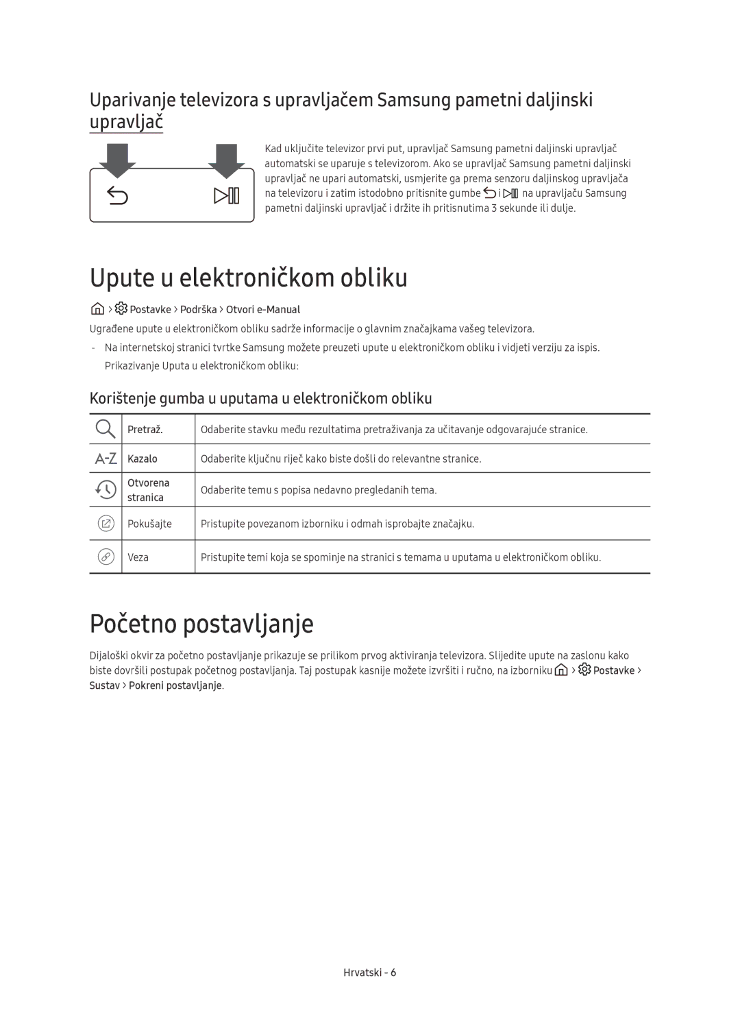 Samsung UE65KS9000LXXN, UE49KS9002TXXH, UE65KS9000LXXH, UE55KS9000LXXH Upute u elektroničkom obliku, Početno postavljanje 