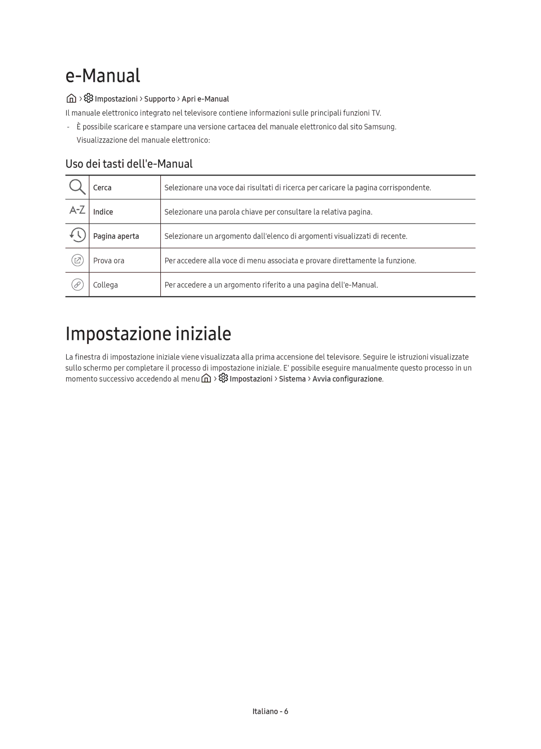 Samsung UE49KU6100KXZT, UE55KU6100KXZT, UE40KU6100KXZT, UE65KU6100KXZT Impostazione iniziale, Uso dei tasti delle-Manual 