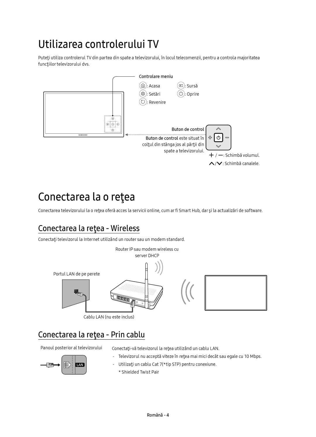 Samsung UE55KU6172UXXH Utilizarea controlerului TV, Conectarea la o reţea, Conectarea la reţea Wireless, Controlare meniu 