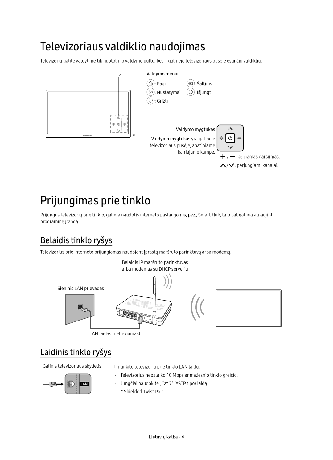 Samsung UE55KU6172UXXH Televizoriaus valdiklio naudojimas, Prijungimas prie tinklo, Belaidis tinklo ryšys, Valdymo meniu 