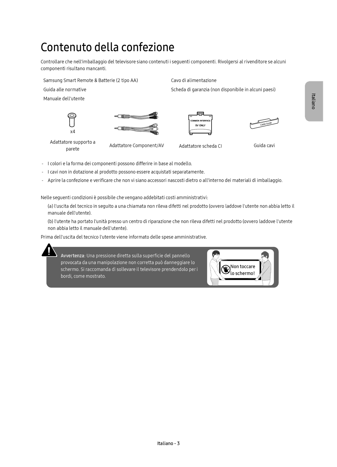 Samsung UE55KU6400UXZT, UE49KU6400UXZT, UE65KU6400UXZT, UE43KU6400UXZT, UE40KU6400UXZT manual Contenuto della confezione 