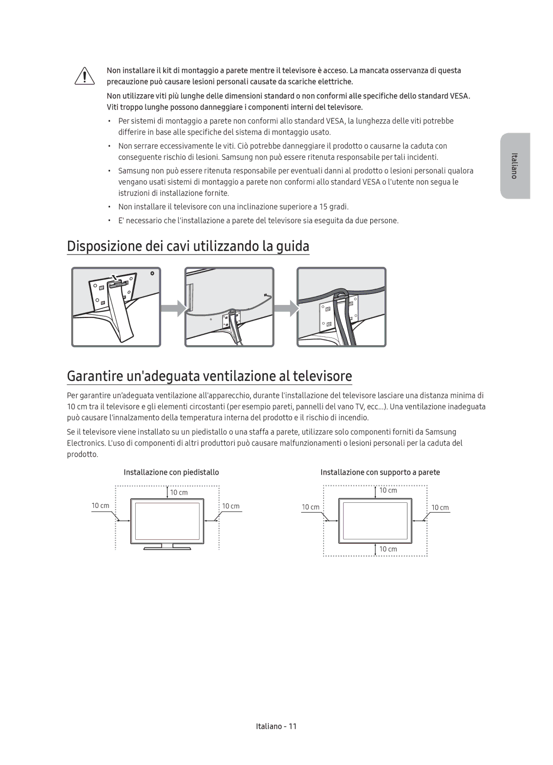 Samsung UE49KU6450UXXC, UE49KU6450UXZG, UE55KU6470UXZF, UE49KU6450UXZT, UE55KU6470UXZT manual Installazione con piedistallo 