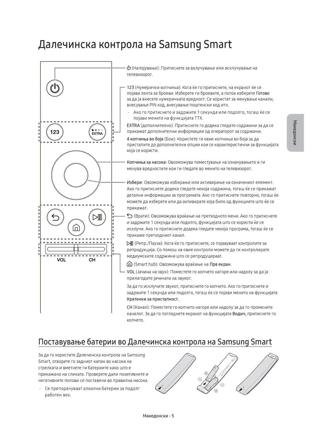 Samsung UE43KU6500SXXN, UE49KU6500SXXH, UE55KU6500SXXH manual Далечинска контрола на Samsung Smart, Кратенки за пристапност 