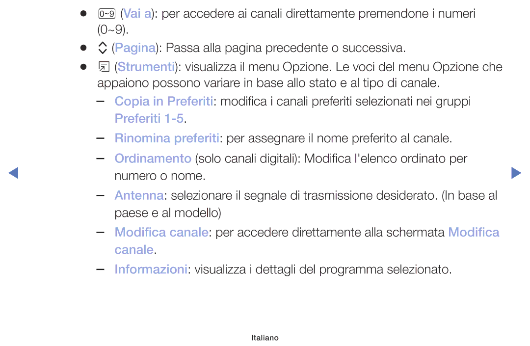 Samsung UE32M4000AKXZT, UE49M5000AKXZT, UE32M5000AKXZT, UE40M5000AKXZT manual Preferiti, Canale 