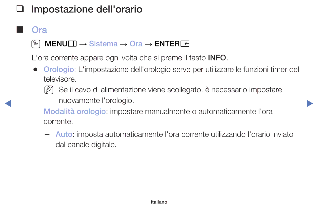 Samsung UE32M5000AKXZT, UE49M5000AKXZT, UE32M4000AKXZT, UE40M5000AKXZT manual Impostazione dellorario, Ora 