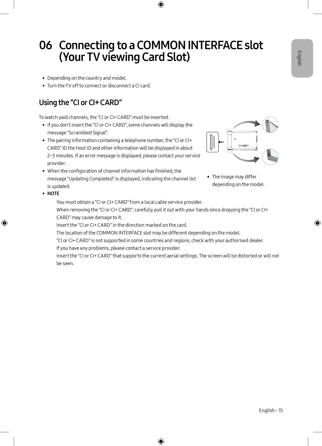 Samsung UE40M5000AKXXU, UE49M5000AKXZT, UE40M5000AKXZT, UE49M5000AKXXU manual Using the CI or CI+ Card 