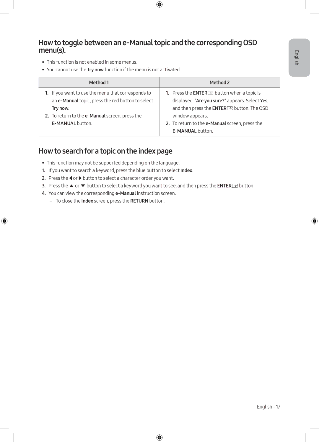 Samsung UE40M5000AKXZT, UE49M5000AKXZT, UE49M5000AKXXU, UE40M5000AKXXU manual How to search for a topic on the index 