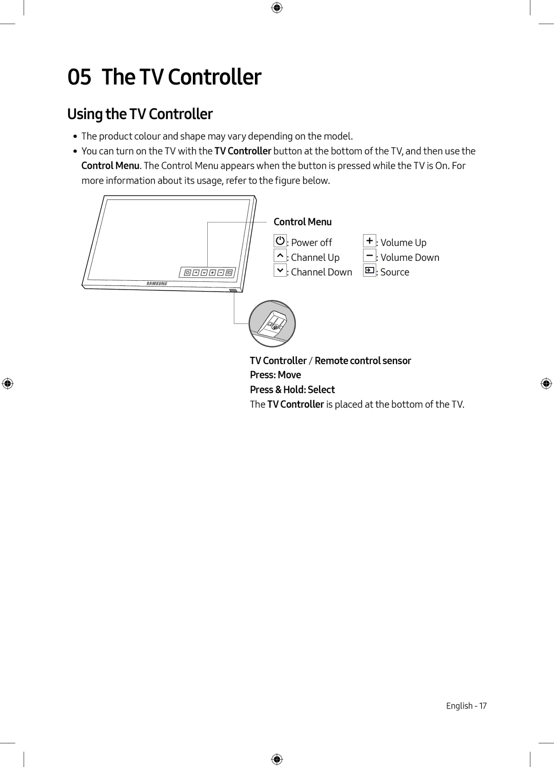 Samsung UE40M5000AKXZT, UE49M5000AKXZT, UE49M5000AKXXU, UE40M5000AKXXU manual Using the TV Controller 