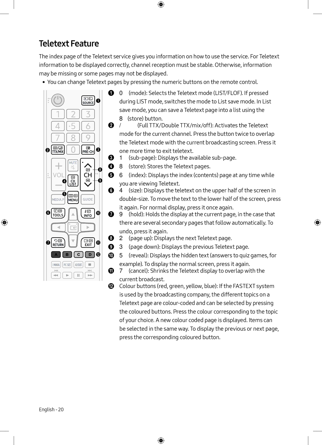 Samsung UE49M5000AKXZT, UE40M5000AKXZT, UE49M5000AKXXU, UE40M5000AKXXU manual Teletext Feature 