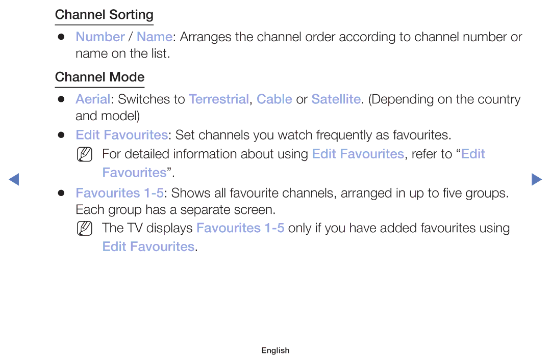 Samsung UE40M5000AUXSQ, UE49M5000AUXSQ, UA32J4003DWXSQ manual Edit Favourites 