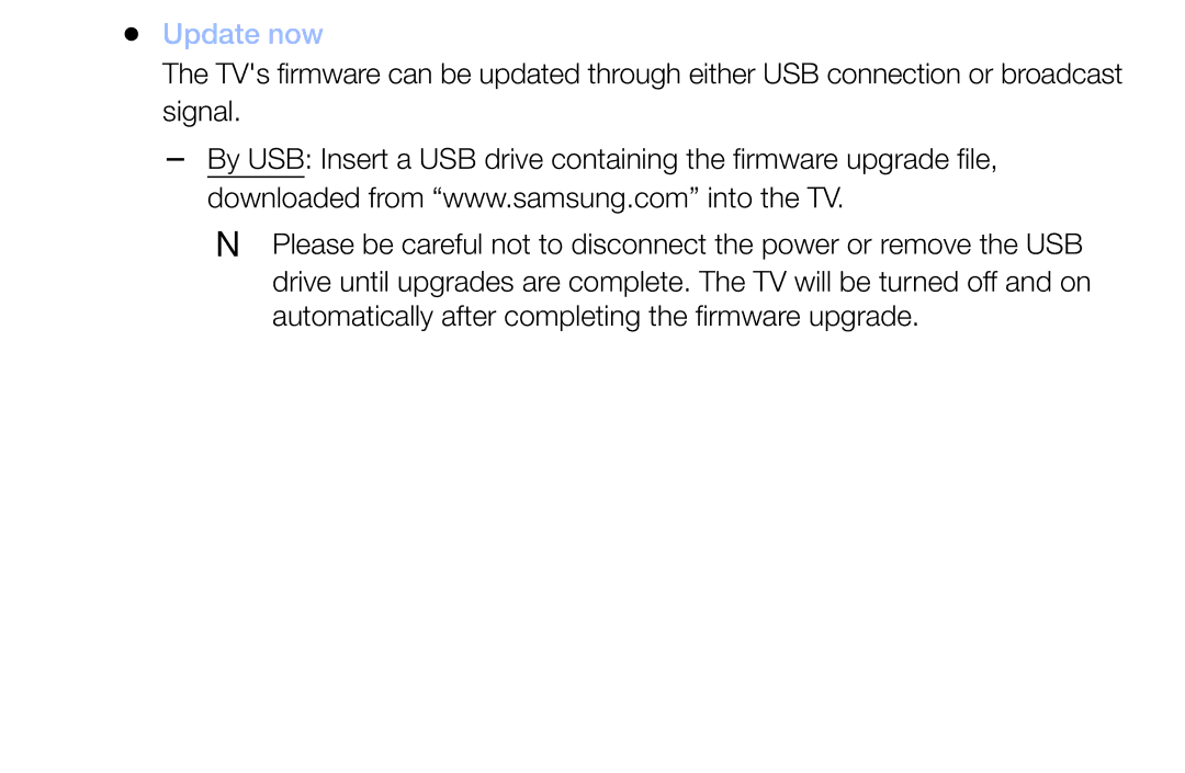 Samsung UE49M5000AUXSQ, UE40M5000AUXSQ, UA32J4003DWXSQ manual Update now 