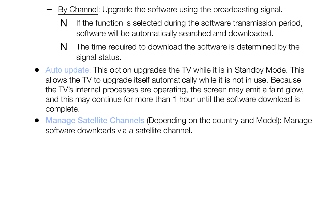 Samsung UE40M5000AUXSQ, UE49M5000AUXSQ, UA32J4003DWXSQ manual Software downloads via a satellite channel 