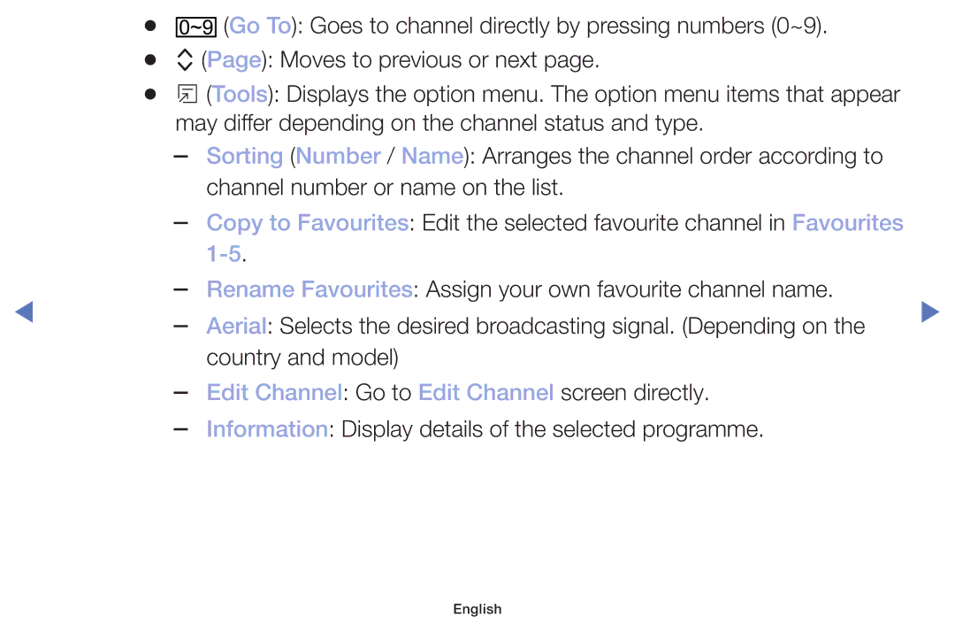 Samsung UE40M5000AUXSQ, UE49M5000AUXSQ, UA32J4003DWXSQ manual Edit Channel Go to Edit Channel screen directly 