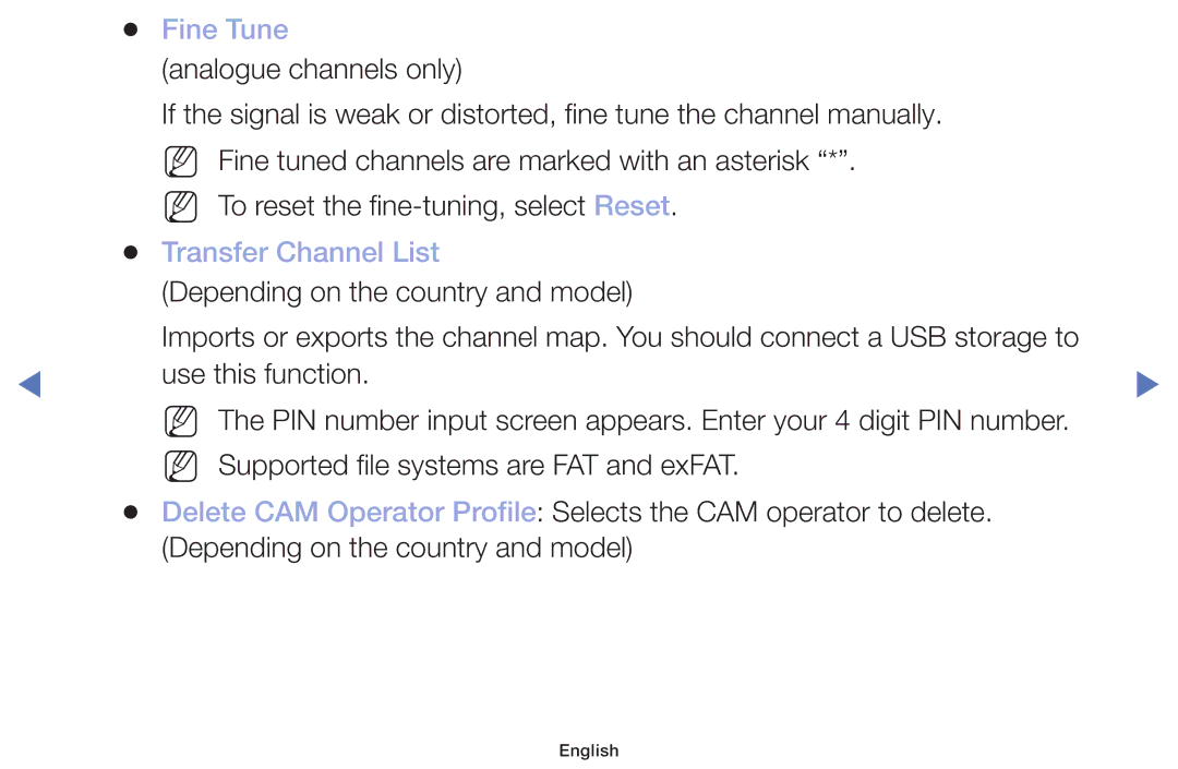 Samsung UE40M5000AUXSQ, UE49M5000AUXSQ, UA32J4003DWXSQ manual Fine Tune, Transfer Channel List 