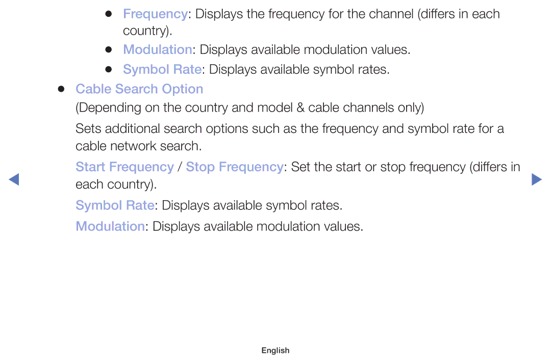 Samsung UE49M5000AUXSQ, UE40M5000AUXSQ, UA32J4003DWXSQ manual Cable Search Option 