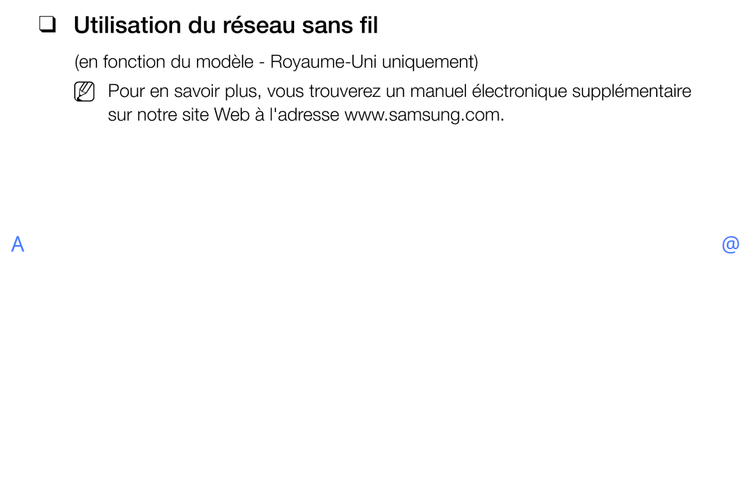 Samsung UE32M4005AWXXC, UE49M5005AWXXC, UE40M5005AWXXC, UE32M5005AWXXC manual Utilisation du réseau sans fil 