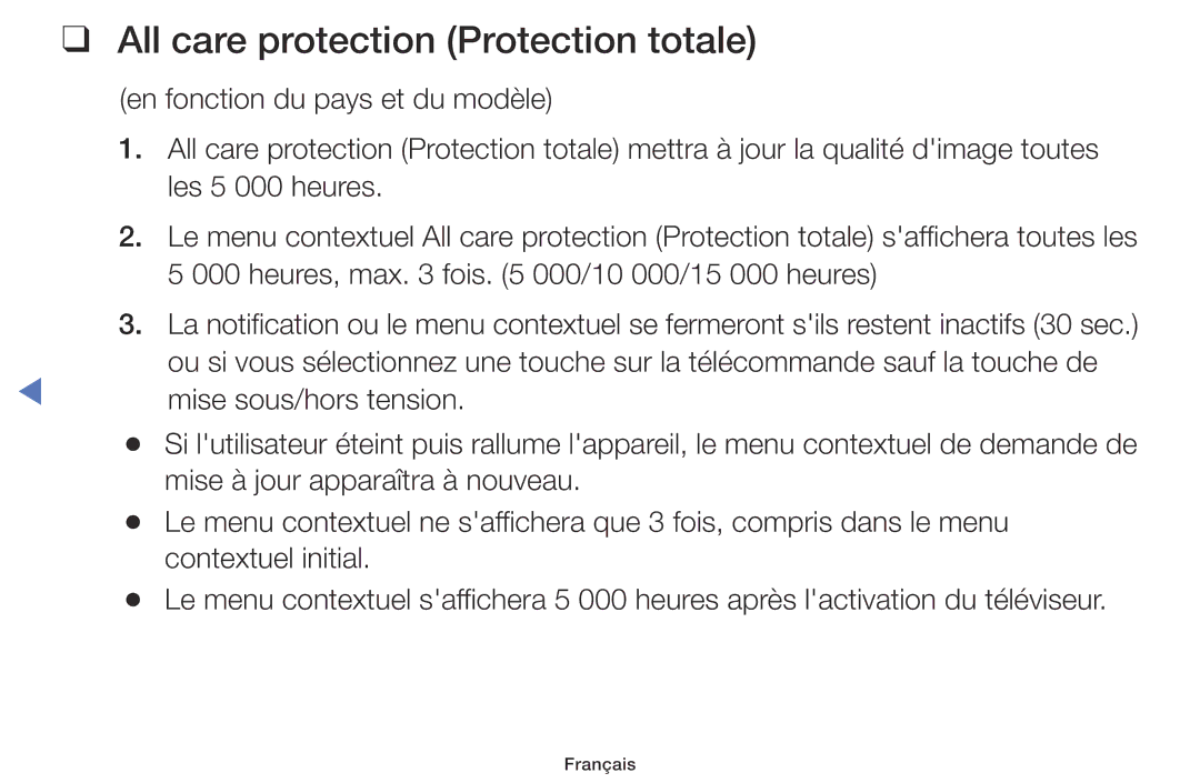 Samsung UE40M5005AWXXC, UE49M5005AWXXC, UE32M4005AWXXC, UE32M5005AWXXC manual All care protection Protection totale 